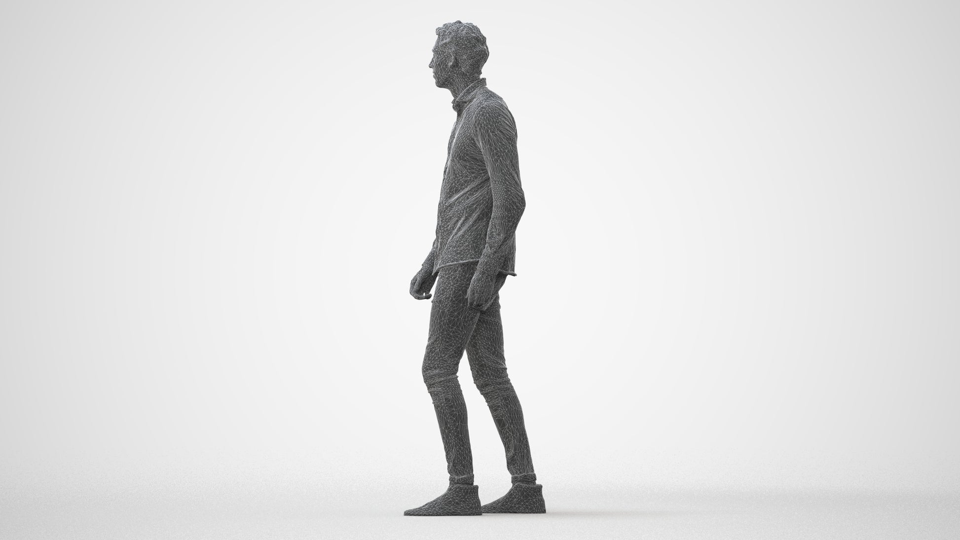 realistic 3D man casual walking, scanned archviz people for Blender and 3ds Max, square thumbnail