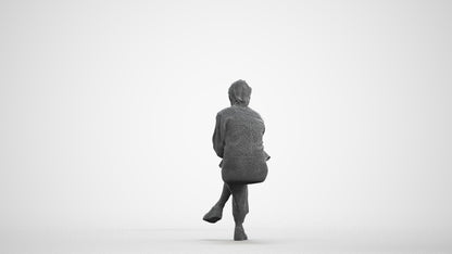 photogrammetry 3D woman casual sitting, realistic human model archviz FBX, wireframe front view