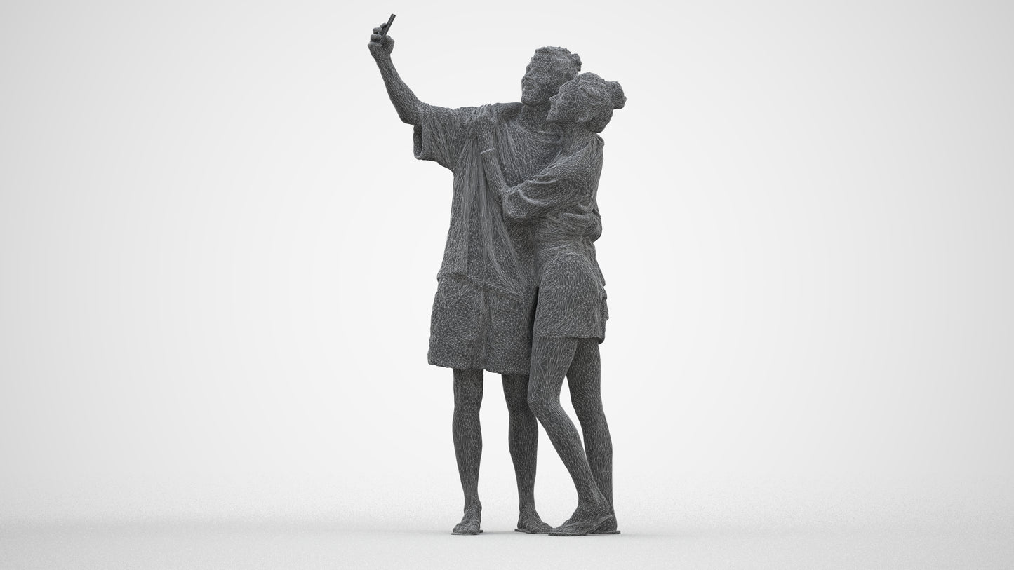 photogrammetry 3D woman casual couple, realistic human model archviz FBX, three-quarter front view render