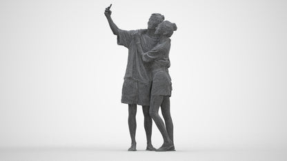 photogrammetry 3D woman casual couple, realistic human model archviz FBX, three-quarter front view render
