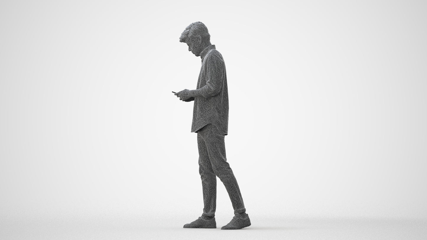photogrammetry 3D man casual walking, realistic human model archviz FBX, square thumbnail