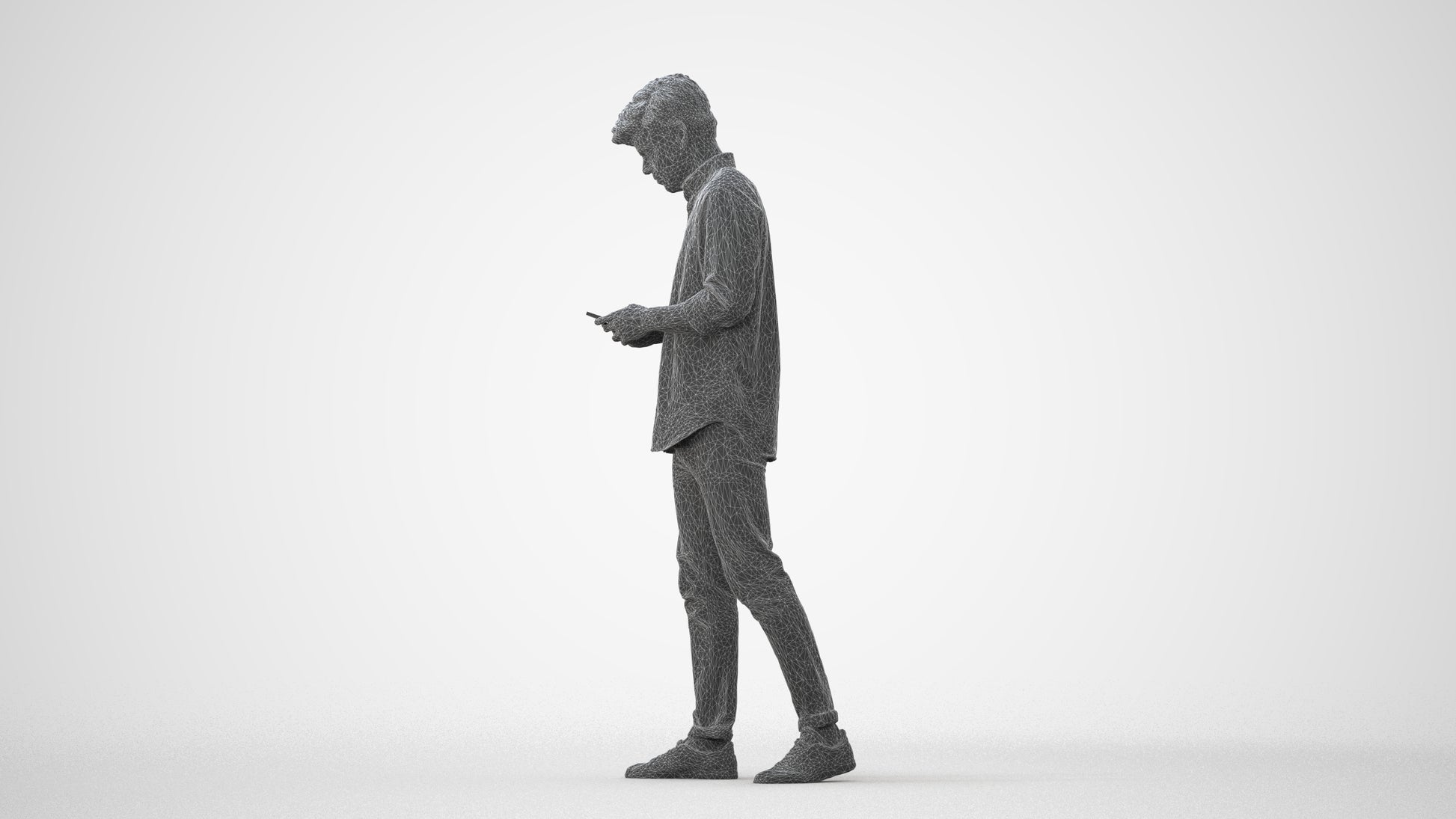 photogrammetry 3D man casual walking, realistic human model archviz FBX, square thumbnail
