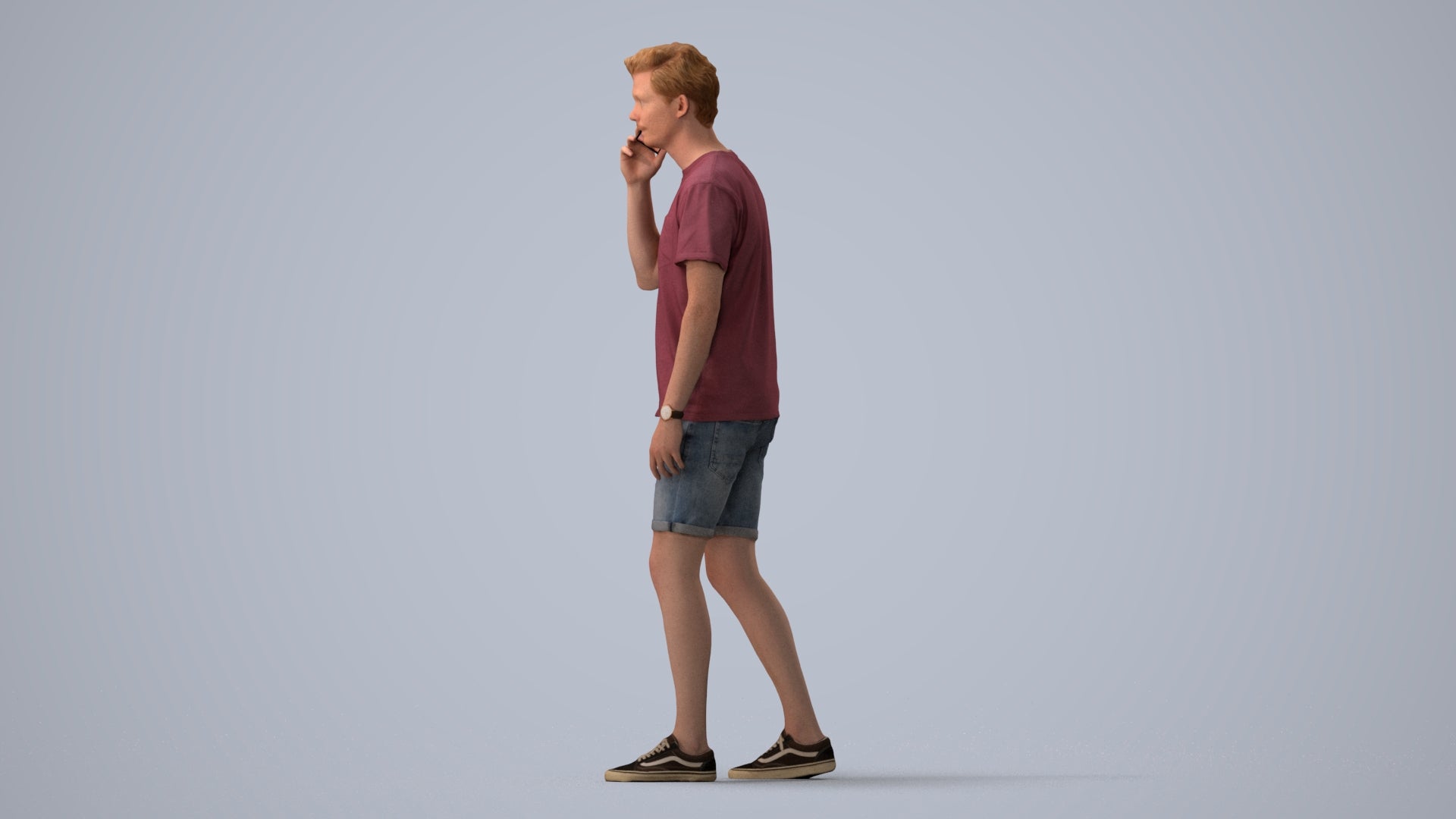 realistic 3D people man casual walking, render-ready for V-Ray and Corona, FBX OBJ, three-quarter view render