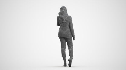 3D scanned woman business, photorealistic archviz people for Enscape and SketchUp, wireframe front view