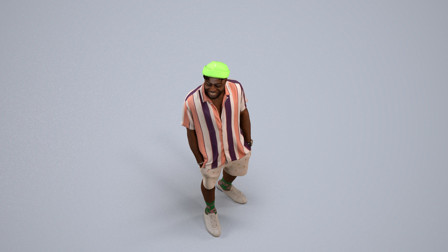 3D scanned man walking casual, photorealistic archviz people for Enscape and SketchUp, back view render