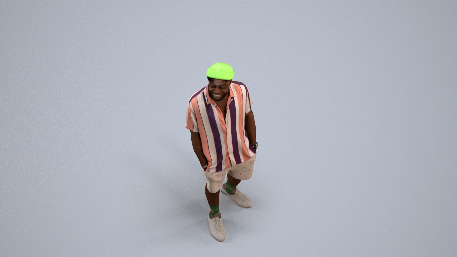 3D scanned man walking casual, photorealistic archviz people for Enscape and SketchUp, back view render