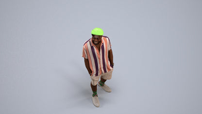 3D scanned man walking casual, photorealistic archviz people for Enscape and SketchUp, back view render