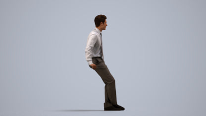realistic 3D human man business, archviz people FBX OBJ for Blender, side view render