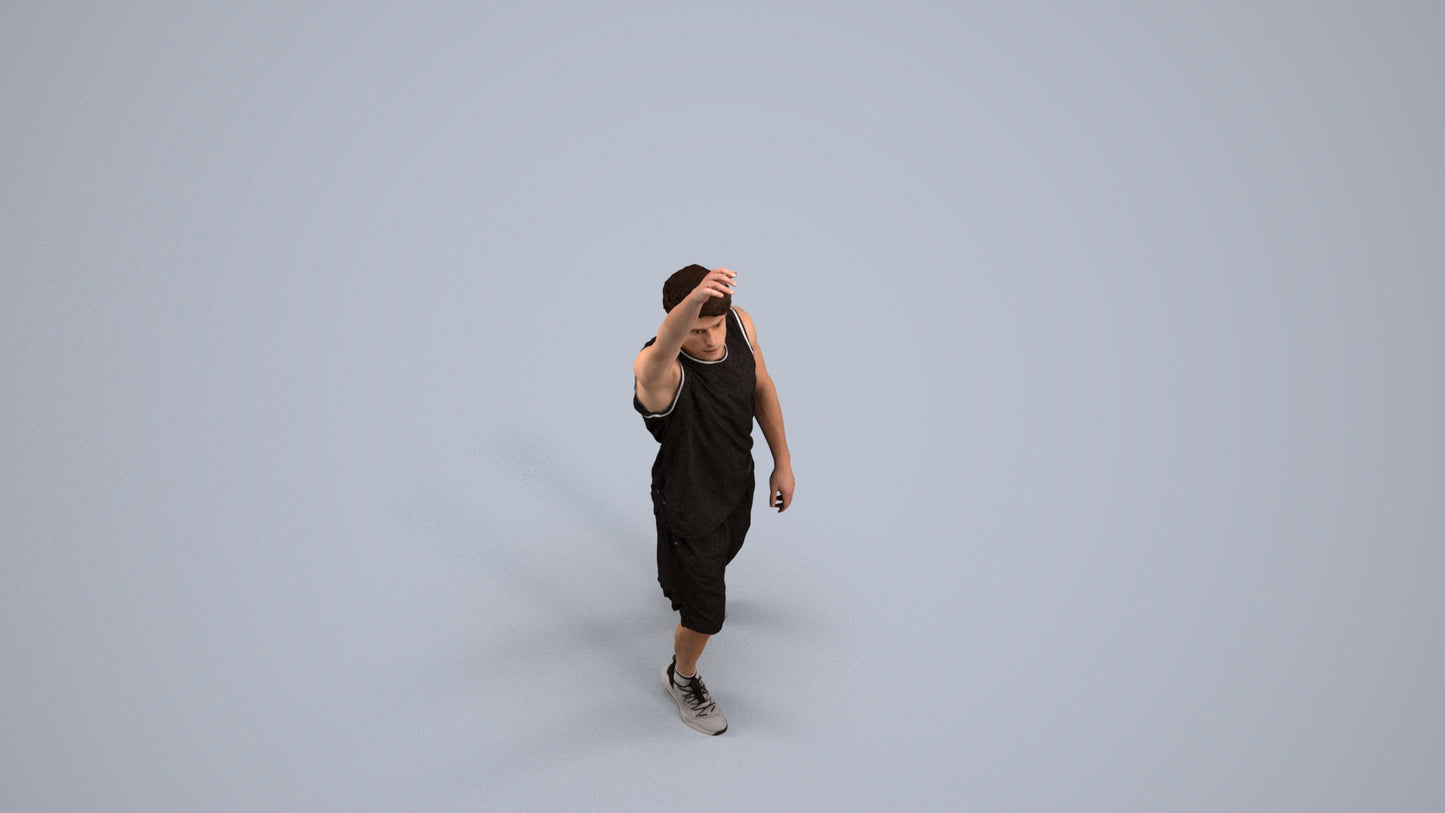 realistic 3D man sport, scanned archviz people for Blender and 3ds Max, back view render