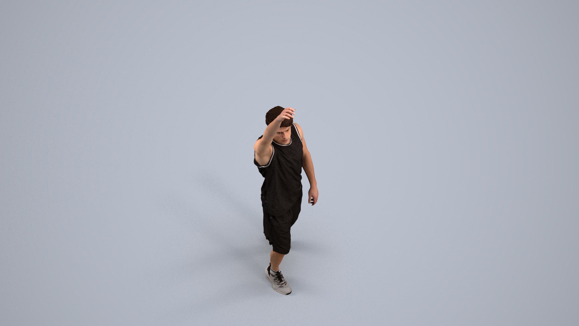 realistic 3D man sport, scanned archviz people for Blender and 3ds Max, back view render