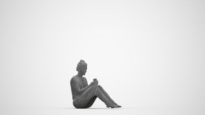 scanned 3D woman mix, photogrammetry people for Enscape and V-Ray, wireframe back view