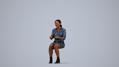 photogrammetry 3D woman casual business, realistic human model archviz FBX, top-down view render