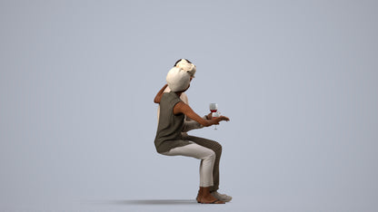 scanned 3D man casual couple, photogrammetry people for Enscape and V-Ray, side view render