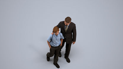 3D people model boy kids, scanned human for 3ds Max rendering, back view render