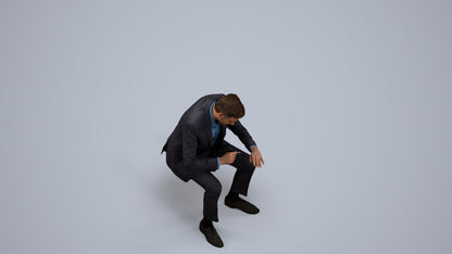 3D people model man business, scanned human for 3ds Max rendering, back view render