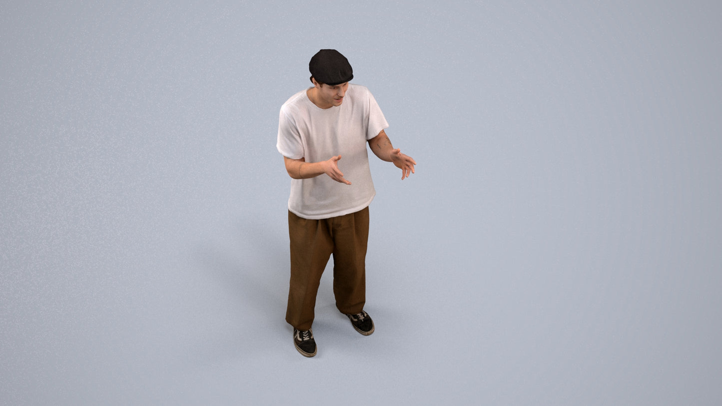 3D people model man casual standing, scanned human for 3ds Max rendering, back view render