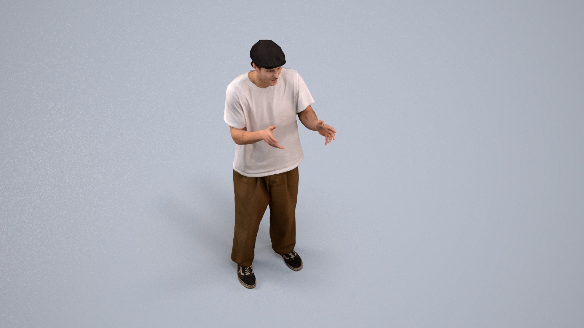 3D people model man casual standing, scanned human for 3ds Max rendering, back view render