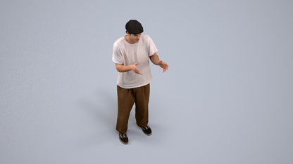 3D people model man casual standing, scanned human for 3ds Max rendering, back view render