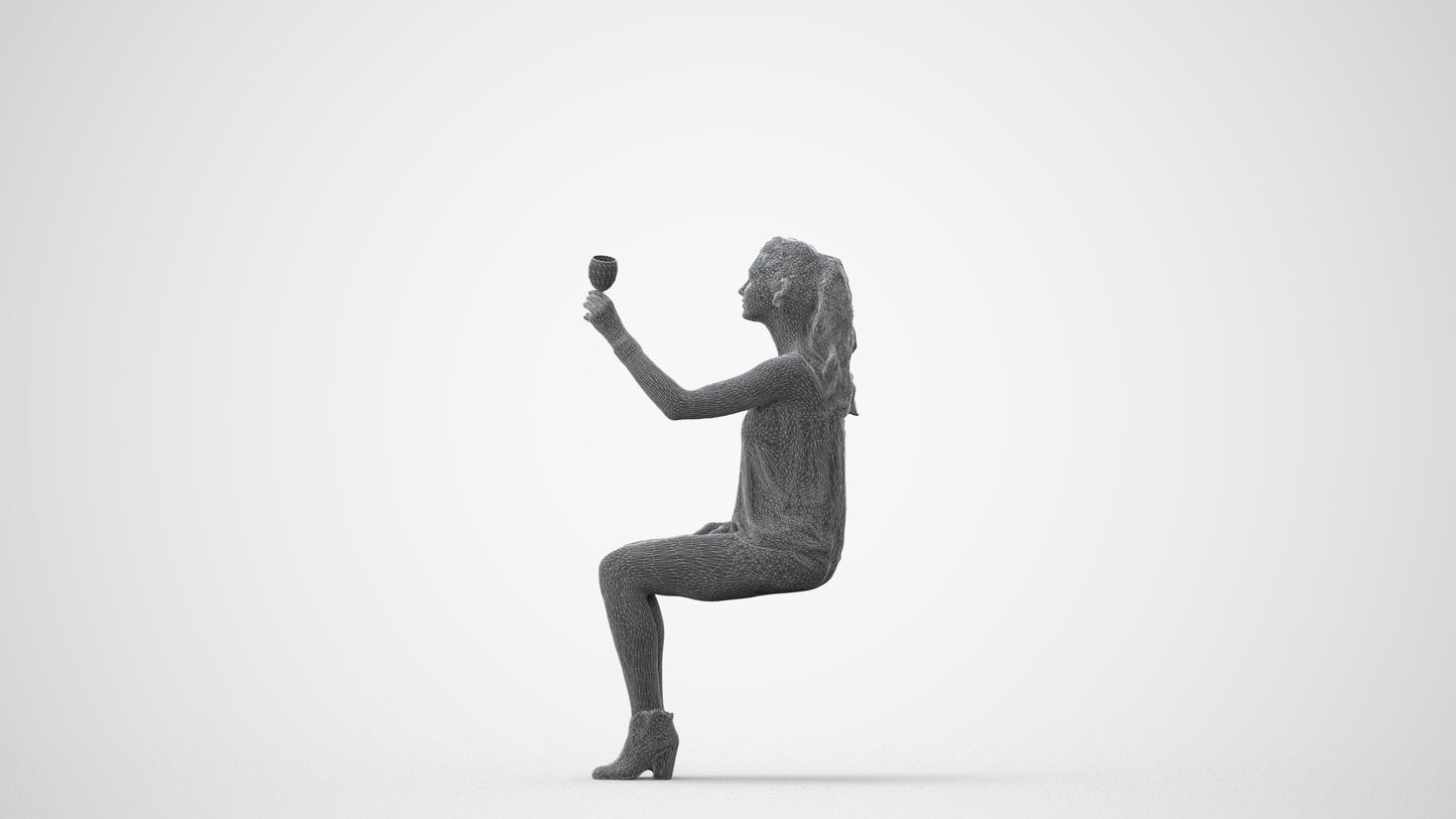 realistic 3D people girl casual sitting, render-ready for V-Ray and Corona, FBX OBJ, square thumbnail