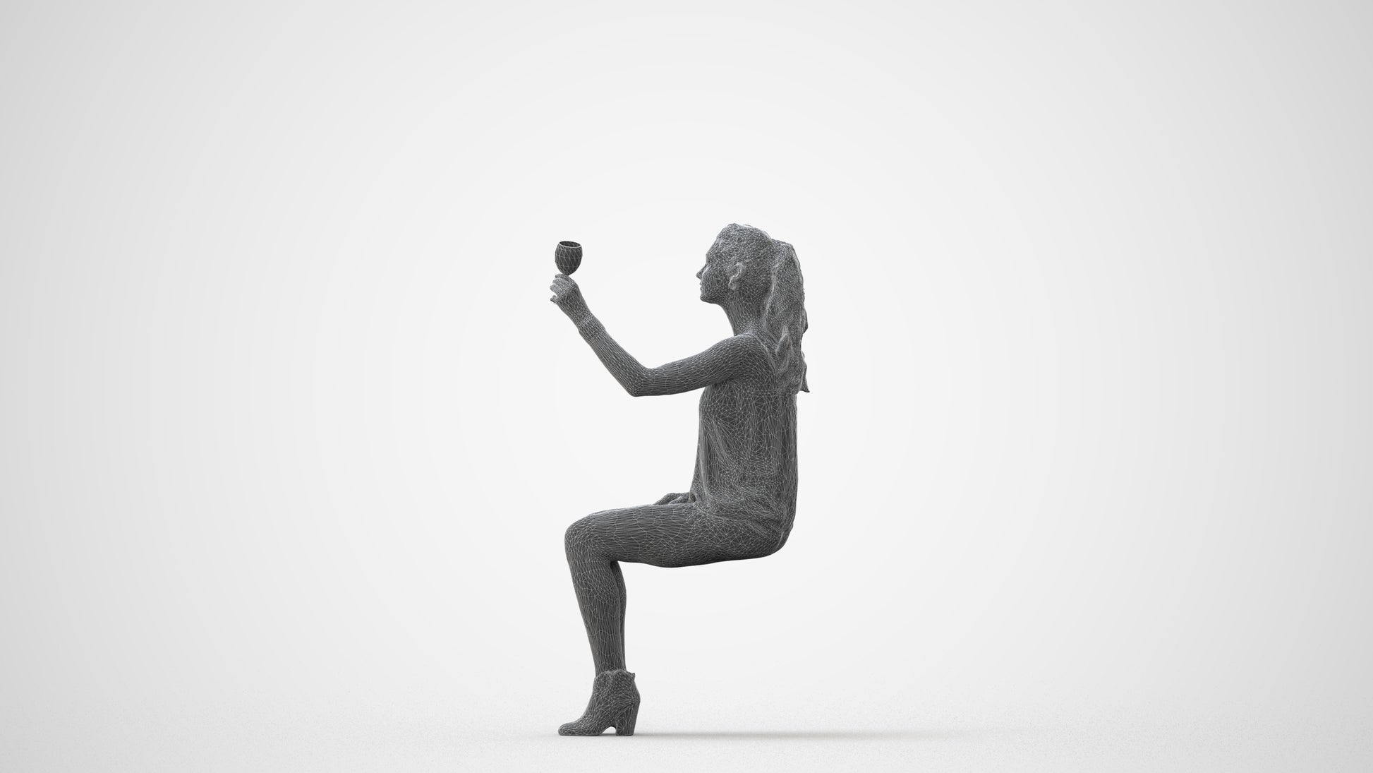 realistic 3D people girl casual sitting, render-ready for V-Ray and Corona, FBX OBJ, square thumbnail