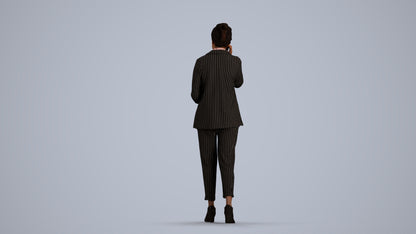 3D human model woman business, photogrammetry scanned person for archviz, front view render