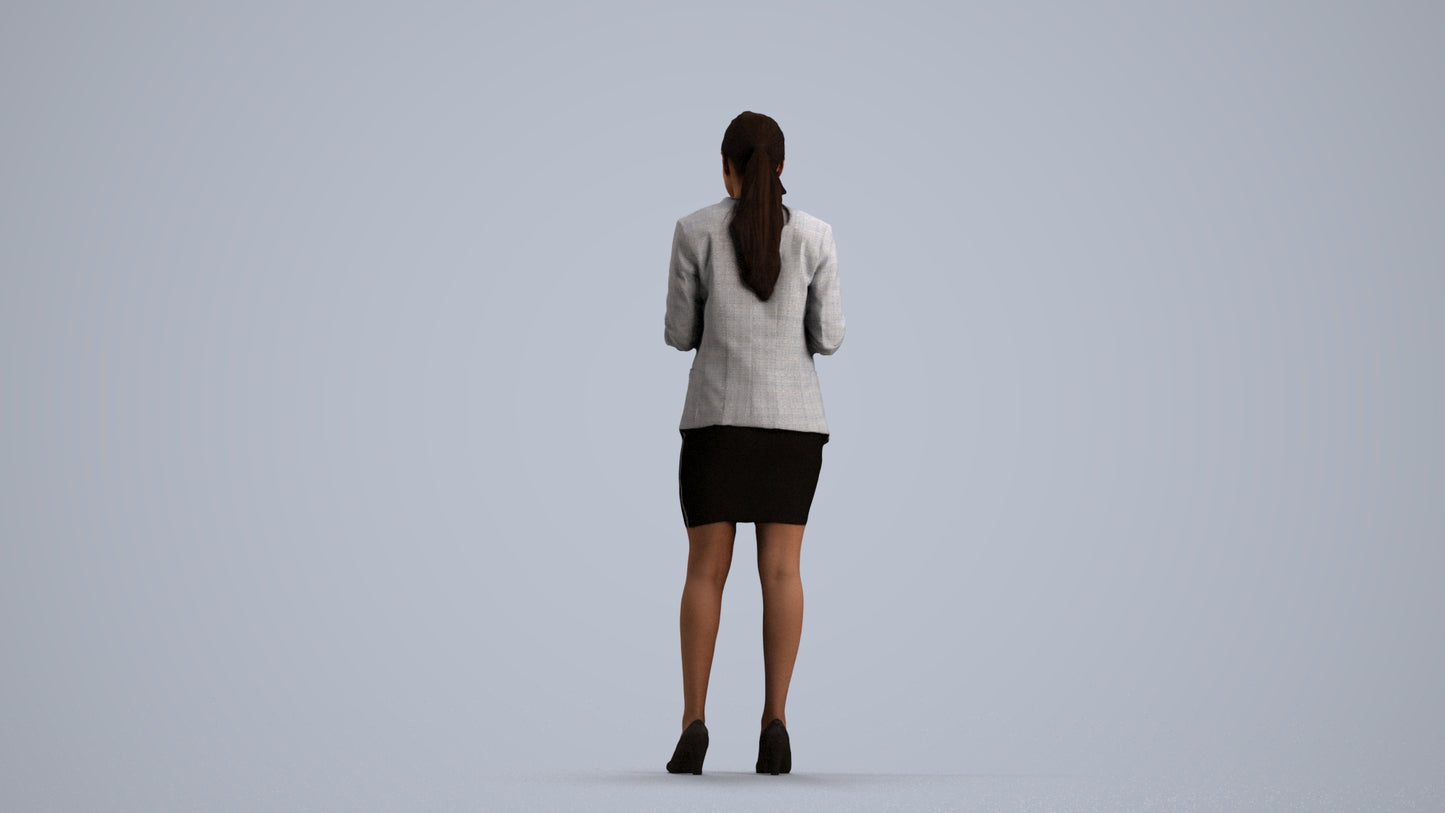scanned 3D woman business, photogrammetry people for Enscape and V-Ray, front view render