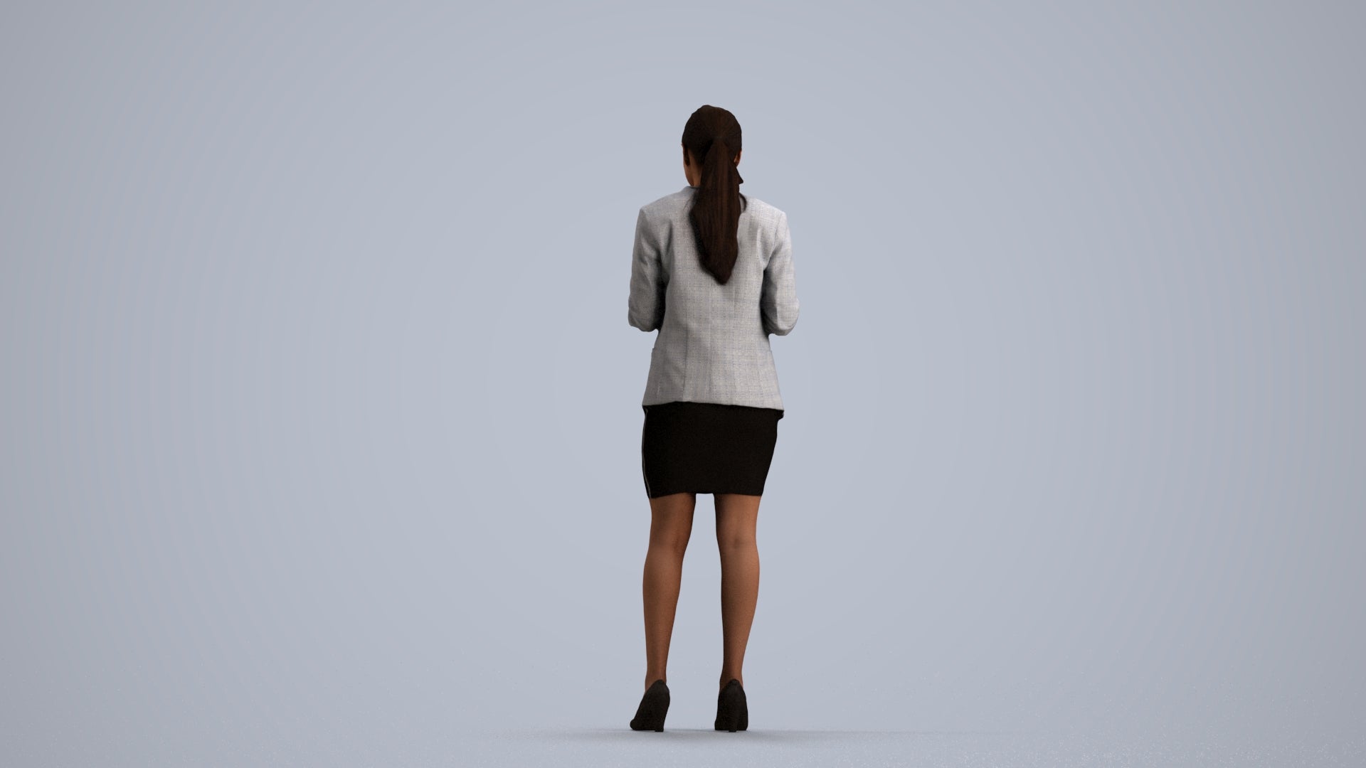 scanned 3D woman business, photogrammetry people for Enscape and V-Ray, front view render