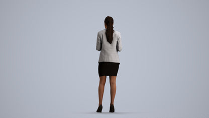 scanned 3D woman business, photogrammetry people for Enscape and V-Ray, front view render