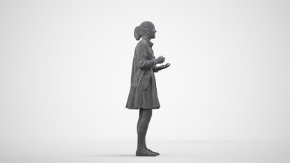 realistic 3D human girl kids, archviz people FBX OBJ for Blender, wireframe side view