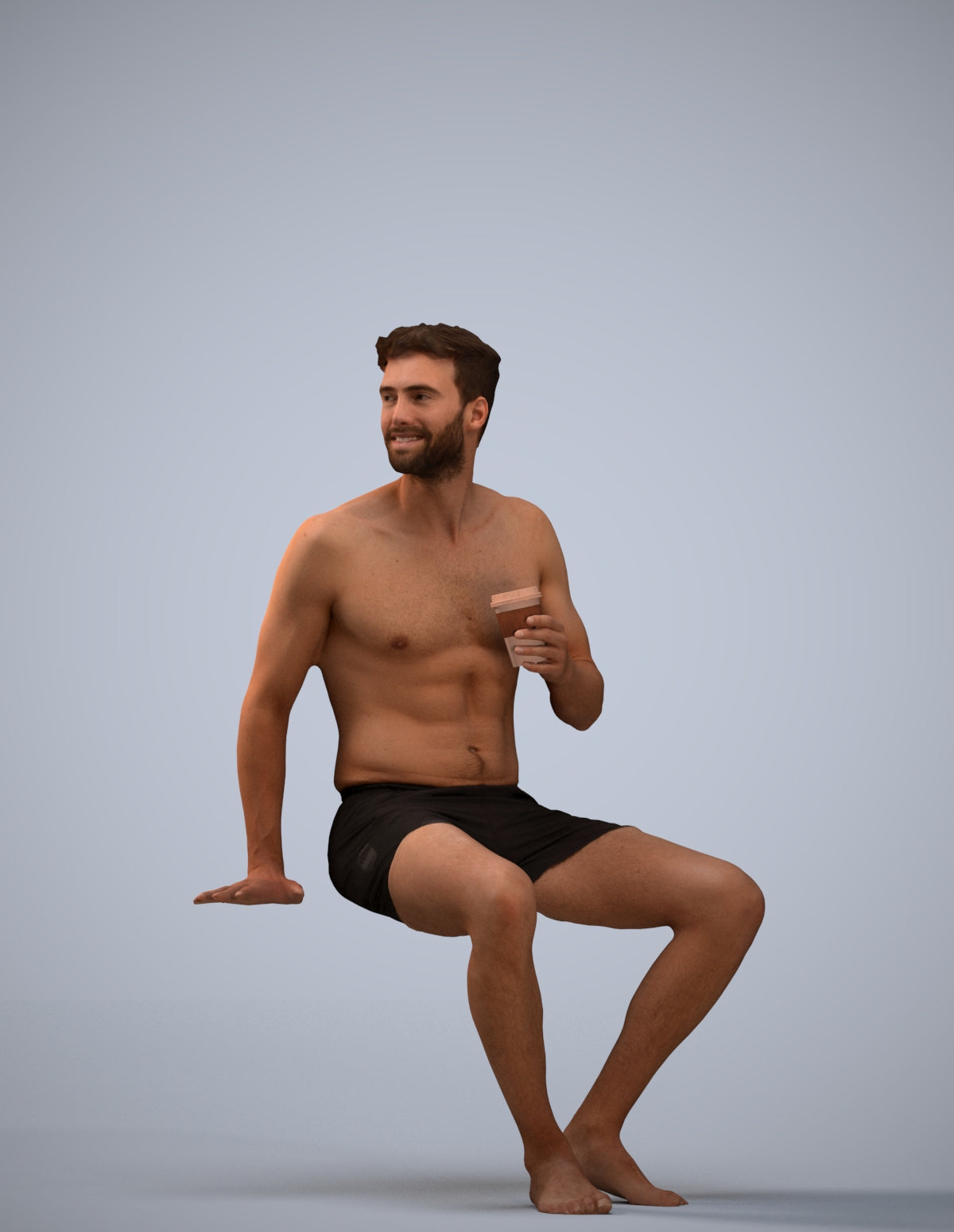 scanned 3D man pool, photogrammetry people for Enscape and V-Ray