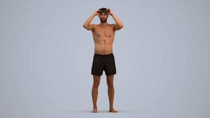 realistic 3D human man pool, archviz people FBX OBJ for Blender, standing pose render