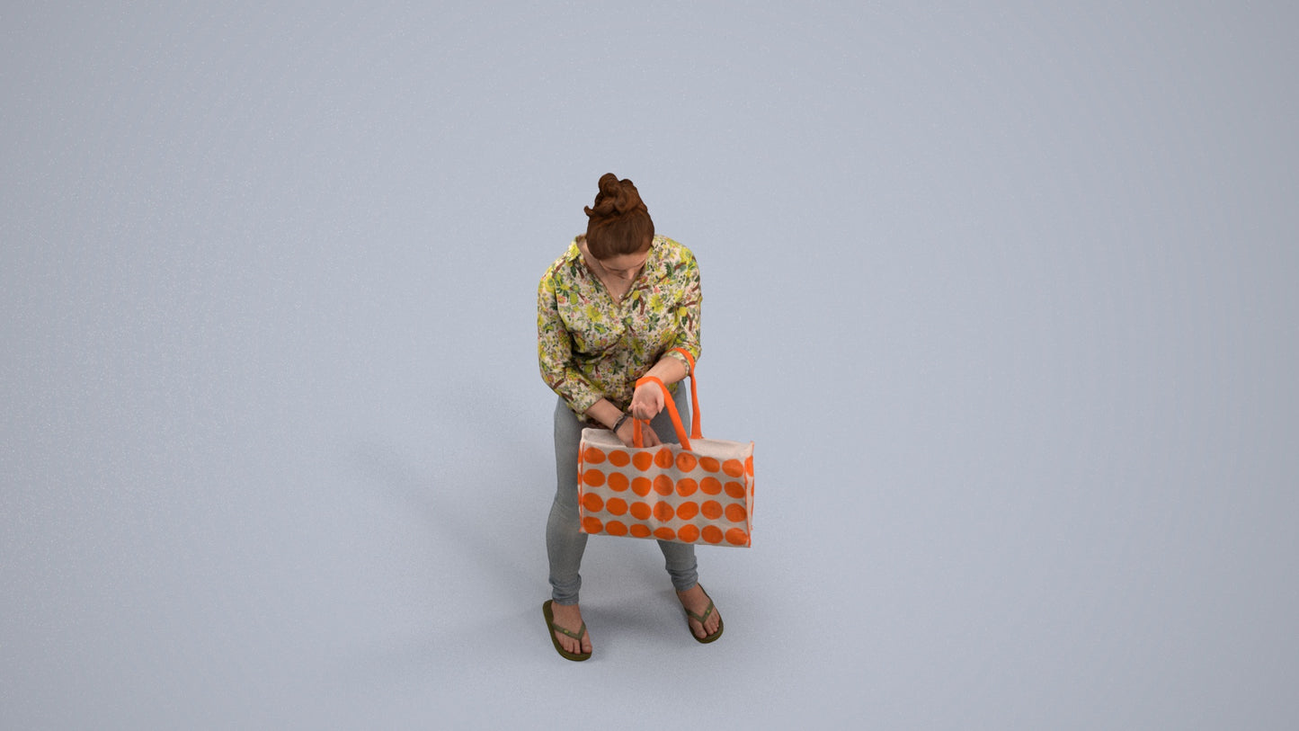 realistic 3D people woman formal shopping, render-ready for V-Ray and Corona, FBX OBJ, back view render