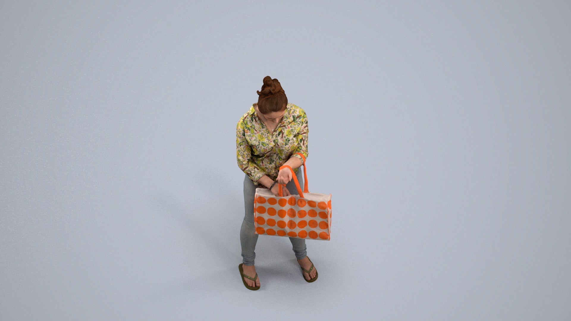 realistic 3D people woman formal shopping, render-ready for V-Ray and Corona, FBX OBJ, back view render