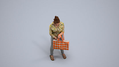realistic 3D people woman formal shopping, render-ready for V-Ray and Corona, FBX OBJ, back view render
