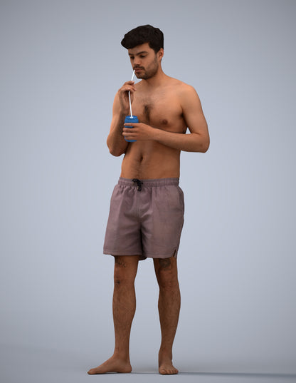 realistic 3D man sport pool, scanned archviz people for Blender and 3ds Max