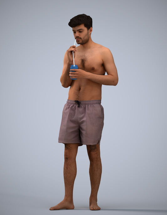 realistic 3D man sport pool, scanned archviz people for Blender and 3ds Max