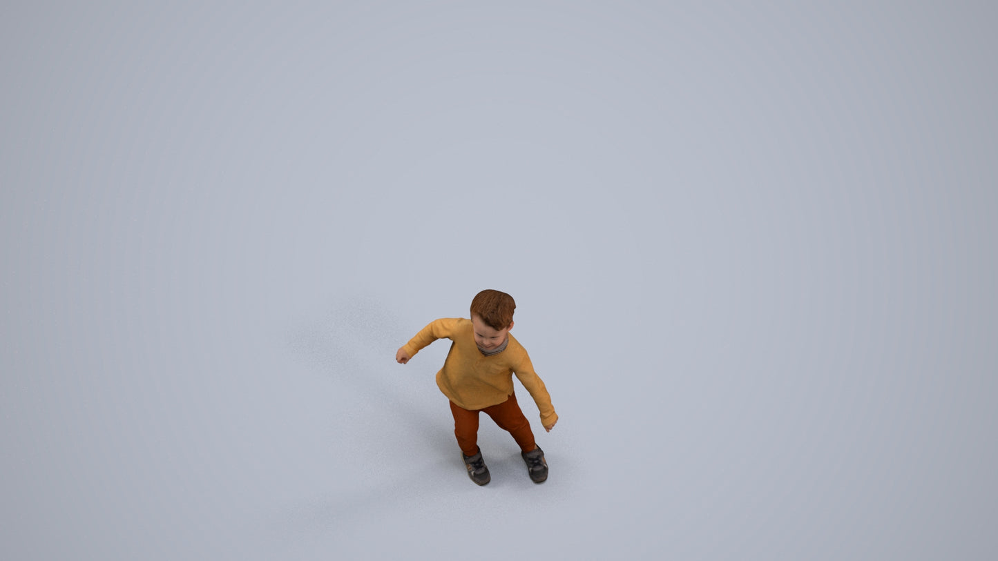 photogrammetry 3D boy casual kids, realistic human model archviz FBX, back view render