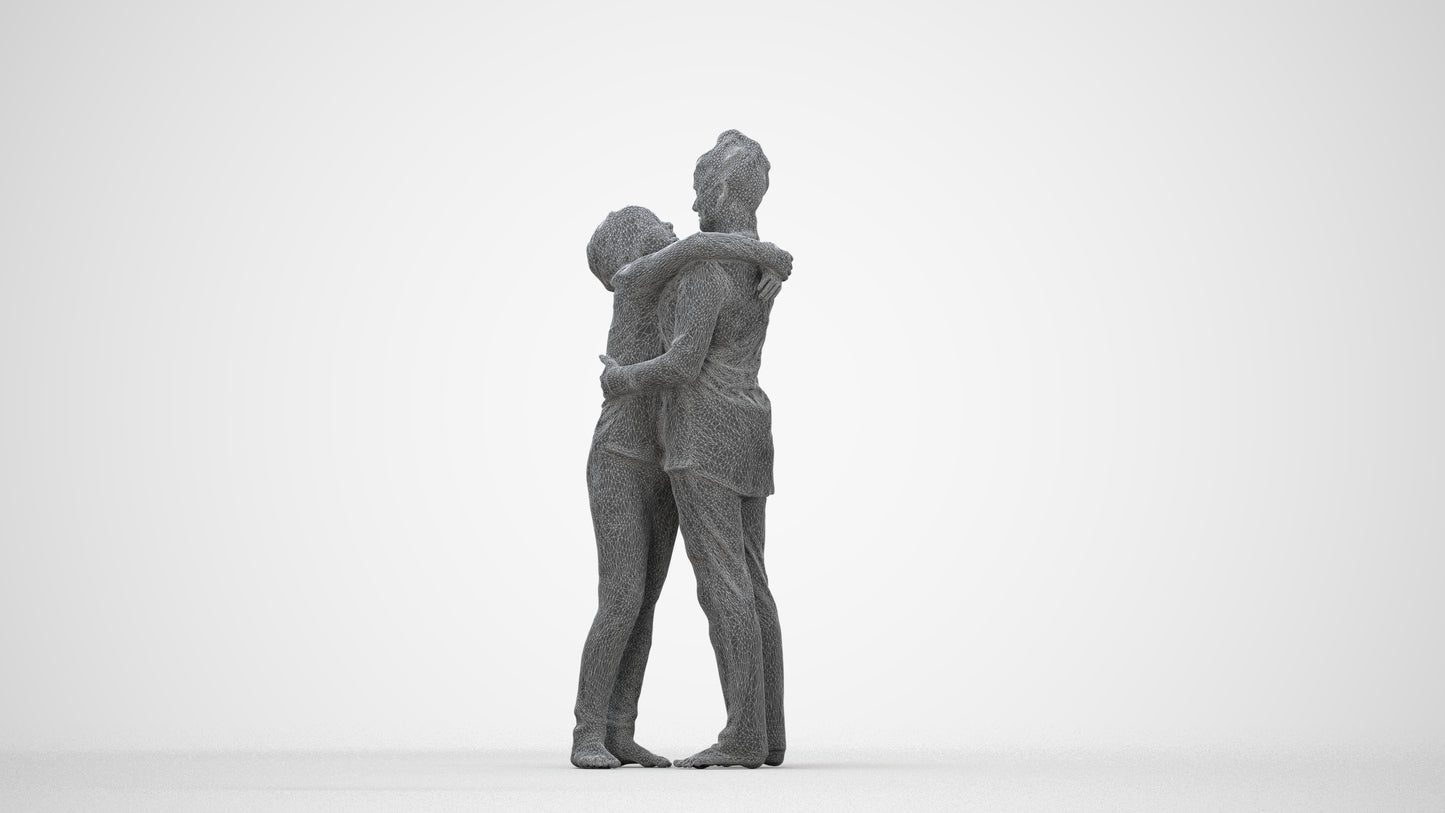 3D human model girl kids, photogrammetry scanned person for archviz, wireframe back view