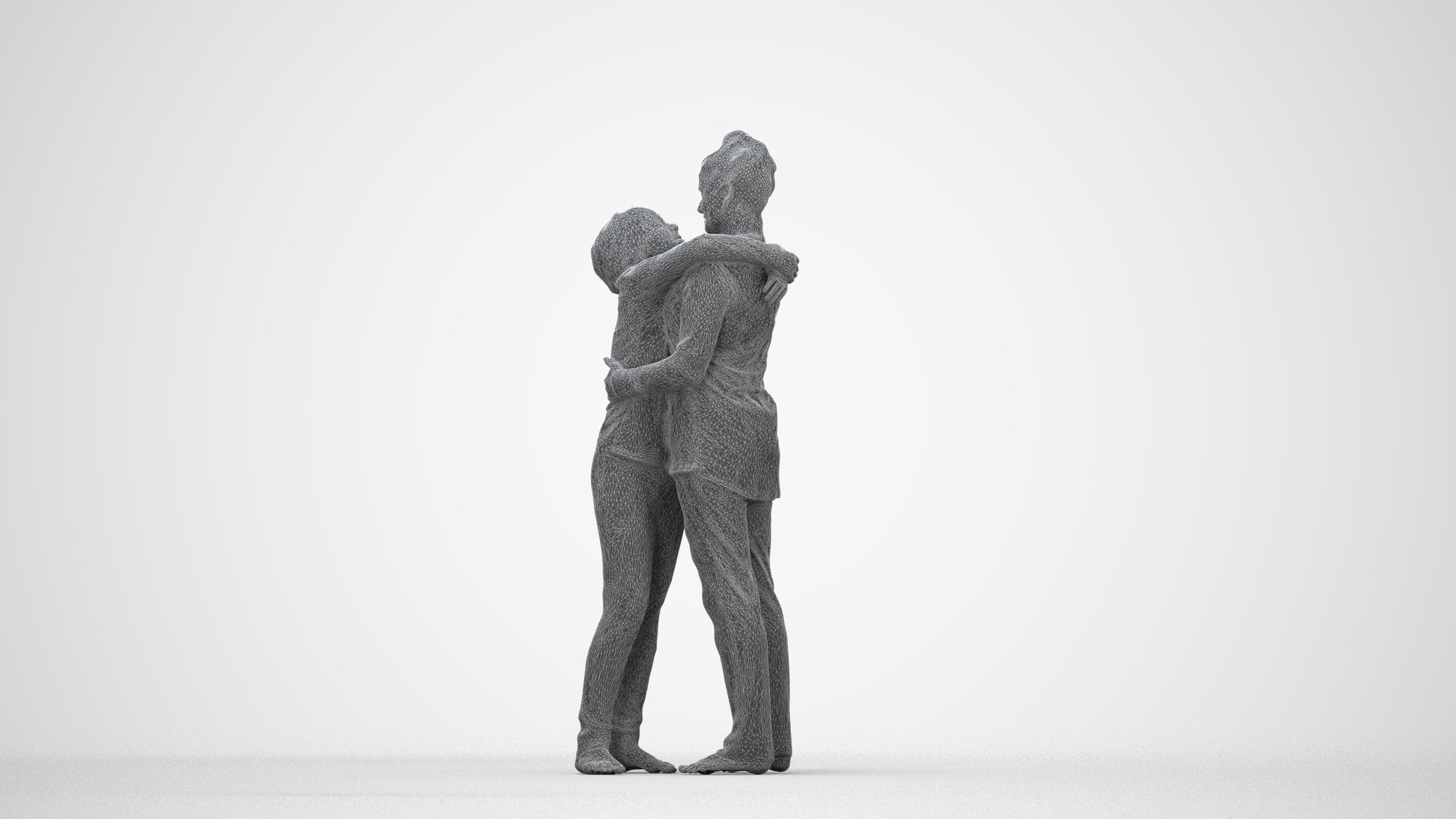 3D human model girl kids, photogrammetry scanned person for archviz, wireframe back view