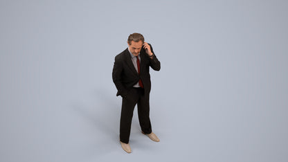 photogrammetry 3D man business standing, realistic human model archviz FBX, back view render