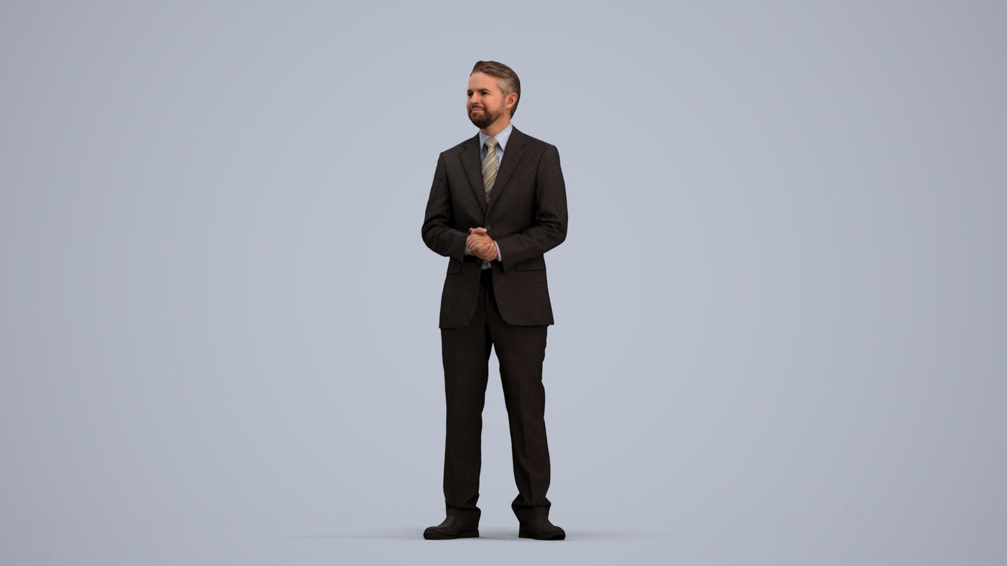 scanned 3D man business, photogrammetry people for Enscape and V-Ray, standing pose render