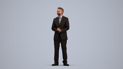 scanned 3D man business, photogrammetry people for Enscape and V-Ray, standing pose render