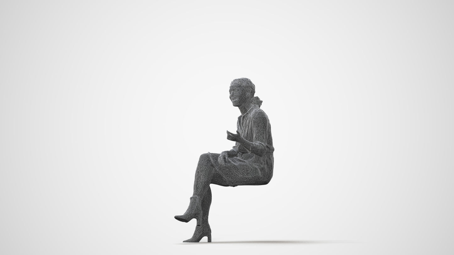 realistic 3D people woman casual sitting, render-ready for V-Ray and Corona, FBX OBJ, square thumbnail