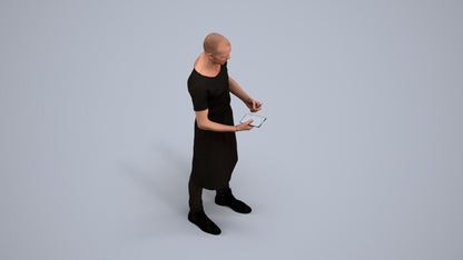 3D human model man hospitality, photogrammetry scanned person for archviz, back view render