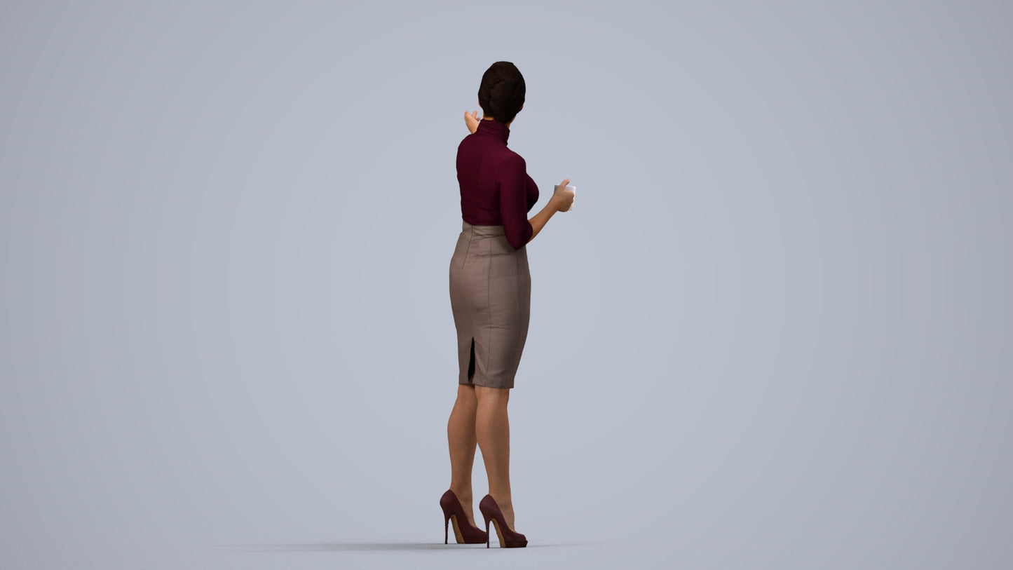 photogrammetry 3D woman business, realistic human model archviz FBX, side view render