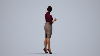 photogrammetry 3D woman business, realistic human model archviz FBX, side view render