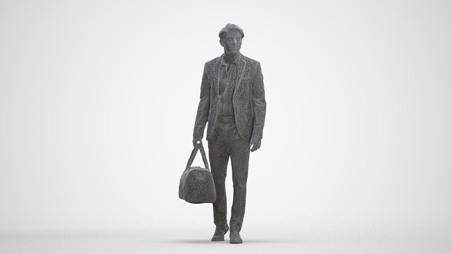 3D people model man business, scanned human for 3ds Max rendering, three-quarter front view render