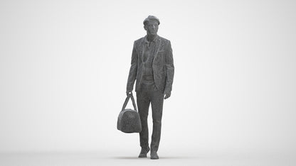 3D people model man business, scanned human for 3ds Max rendering, three-quarter front view render