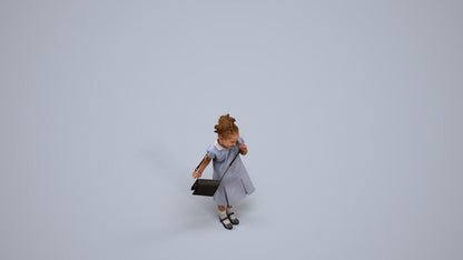 scanned 3D girl casual kids, photogrammetry people for Enscape and V-Ray, back view render