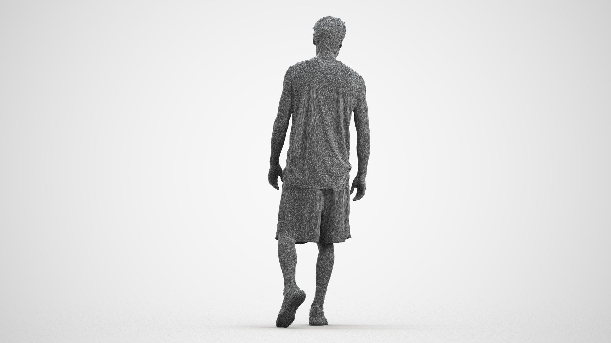 3D scanned man sport, photorealistic archviz people for Enscape and SketchUp, wireframe front view
